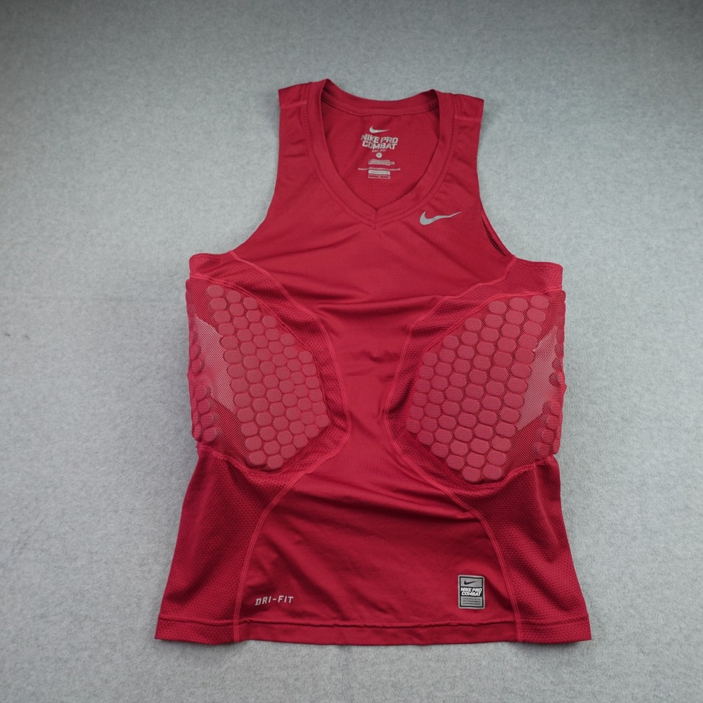 Nike Pro Combat Tank Mens Large Red Compression Padded Shirt Football